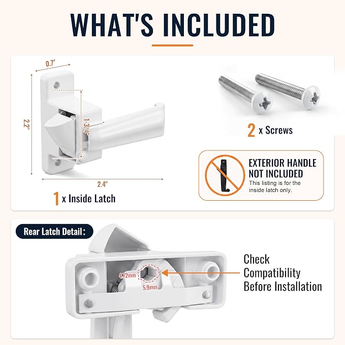 Replacement Screen Door Latch for Non-Spring Loaded Strike, Interior Latch for - Image 6
