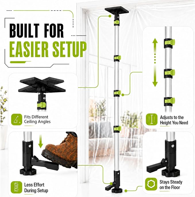 10 FT Dust Barrier Poles for Construction & Home Renovation - Image 5