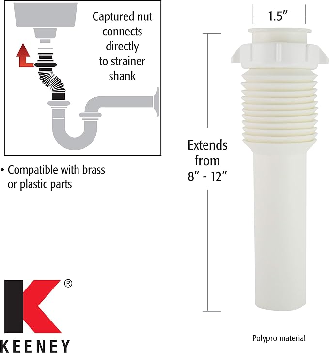 Plumb Pak 1-1/2 in. Inlet x 12 in. Length White Polypropylene Flex'n Fix Direct - Image 3