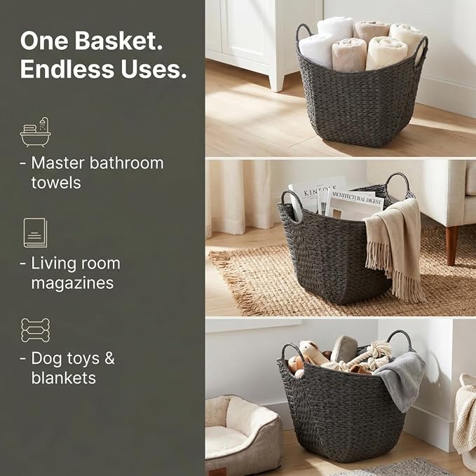 Household Essentials Handwoven Paper Rope Storage Basket - Image 10