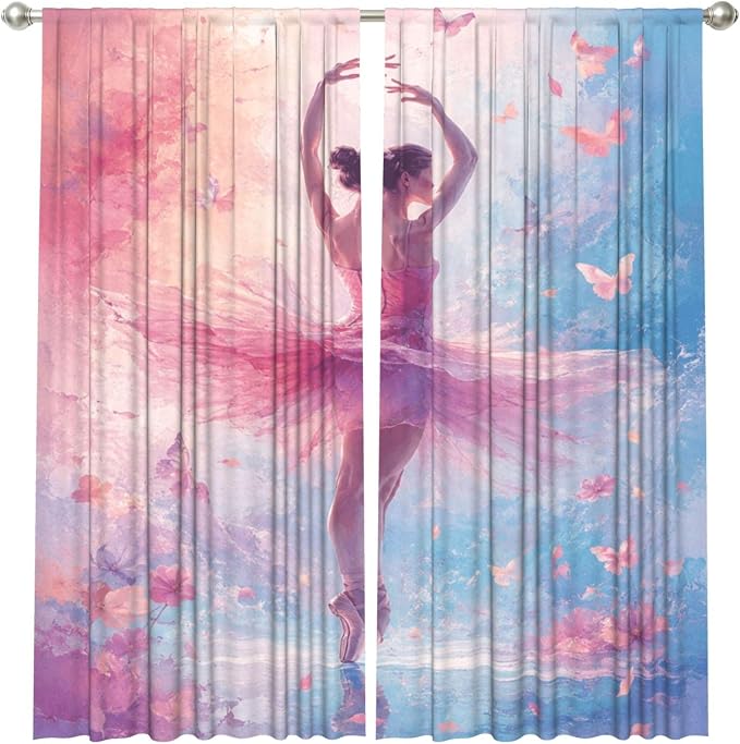 Dreamy Watercolor Flower Window Curtains 2 Panels Set, 52 X 84 Inch Polyester - Image 2