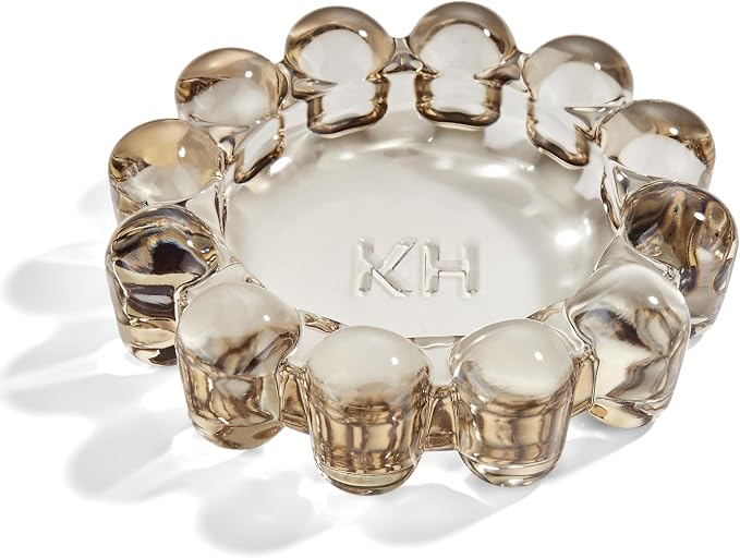 Chic Smoky Bubble Glass Candle Dish – Modern Clear Glass Candle Holder by khtumeware