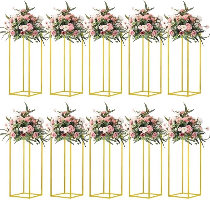 23.6inch 10 pcs Column Vases Gold Centerpieces by MEISHAONV