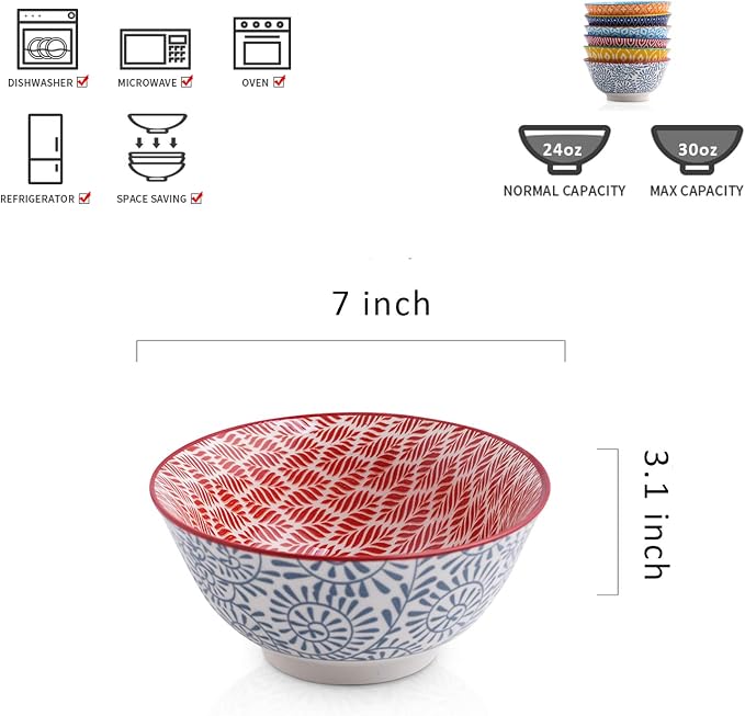 Selamica 7 inches Porcelain Cereal Bowl Set - Image 2