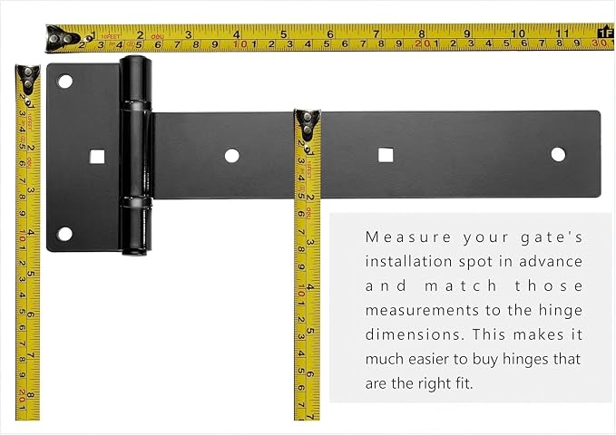 12 Inch Heavy Duty T Strap Hinges, 4mm Thickened Solid Steel | Black Tee Hinges - Image 7