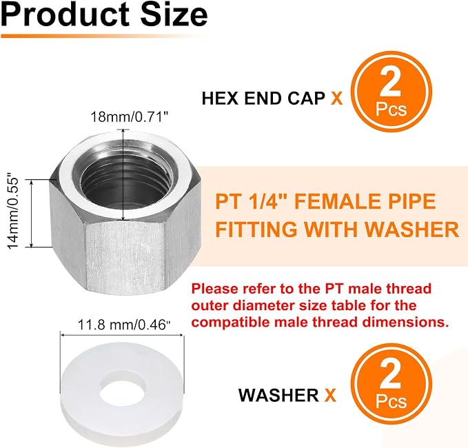 uxcell 2pcs Hex End Cap 304 Stainless Steel Nut - Image 2