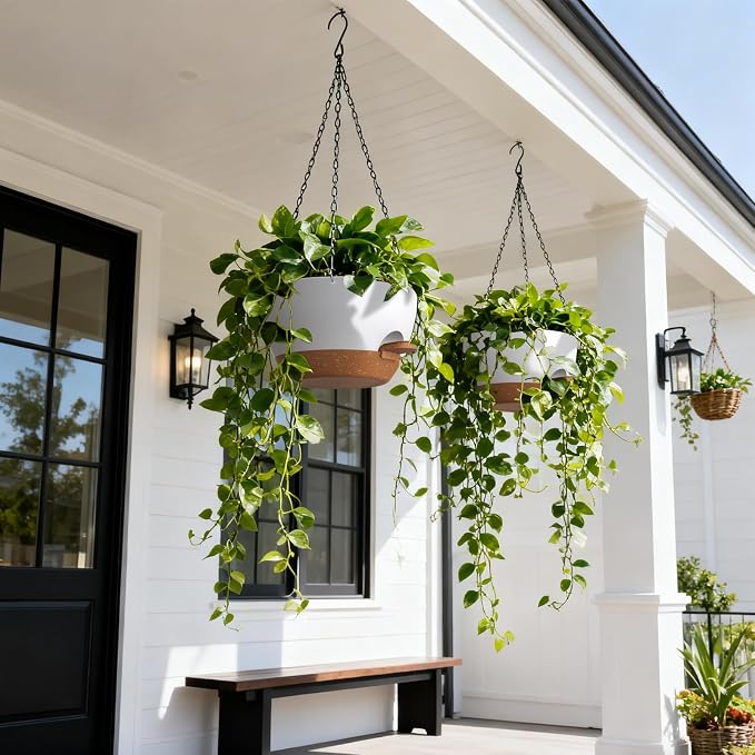 UOUZ 13 Inch 2 Pack Large Self Watering Hanging Planters - Image 2