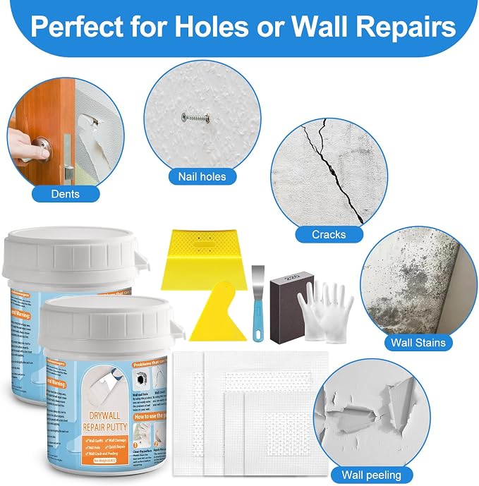 Dry Wall Patch Kits, Aluminum Spackle Wall Repair Patch Kit Fiber Mesh Plate - Image 6