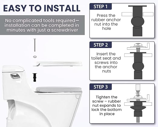 3/8" Dia Toilet Seat Screws Replacement Kit - Image 6