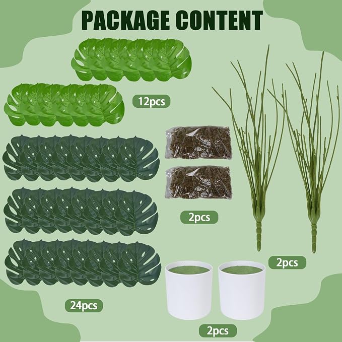 GTIDEA 2 Pcs Artificial Monstera Deliciosa Plants - Image 8