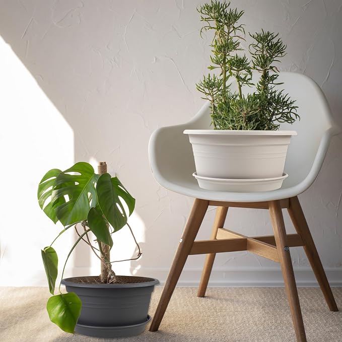 6 Pack 10 inch Plant Pot, Round Plastic Plant Pots - Image 6