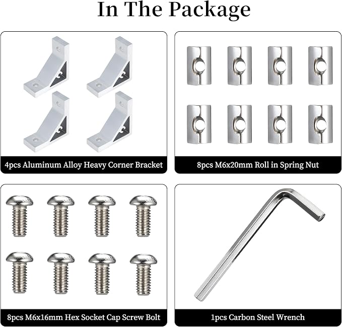 BELLA BAYS 30Series 4Sets Silver Heavy Duty Corner Bracket, Heavy Duty Corner - Image 3