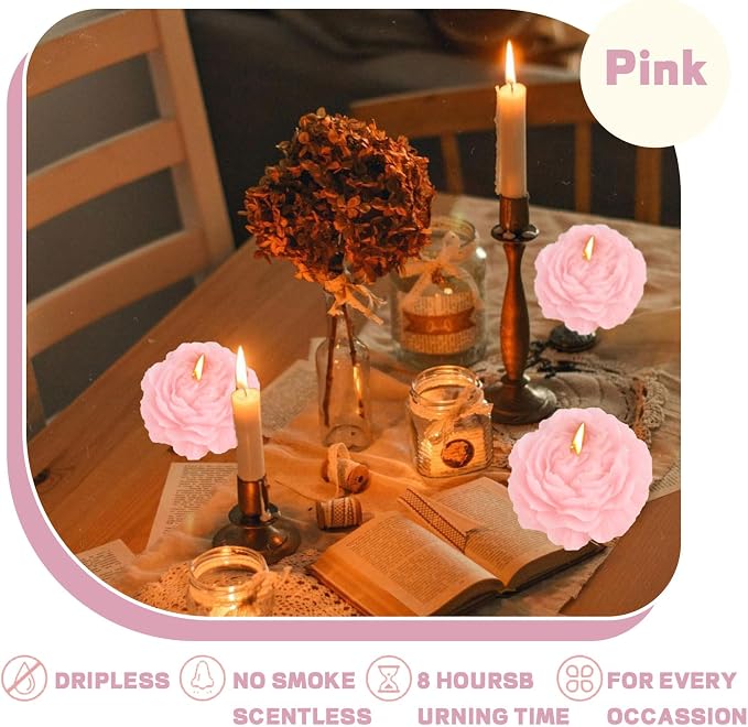Peony Flower Shape Candle, Soy Wax Scented Decor - Image 2