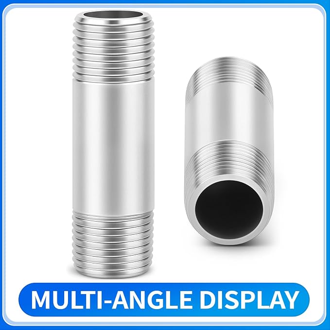 ChillWaves 304 Stainless Steel Pipe Fitting, Nipple Cast Pipe 3/4" NPT Male x - Image 3