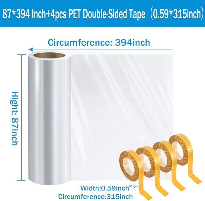 Window Insulation Kit for Winter, 87×394" Window Plastic for Winterizing | - Image 2