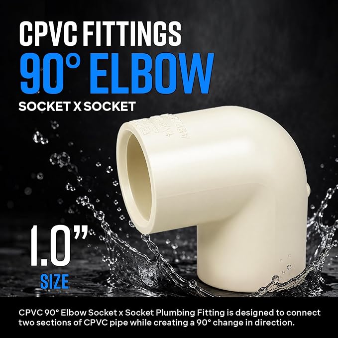 SUPPLYGIANT 10pcs 1 Inch CPVC 90 Degree Elbow Socket x Socket Plumbing Fitting - Image 2
