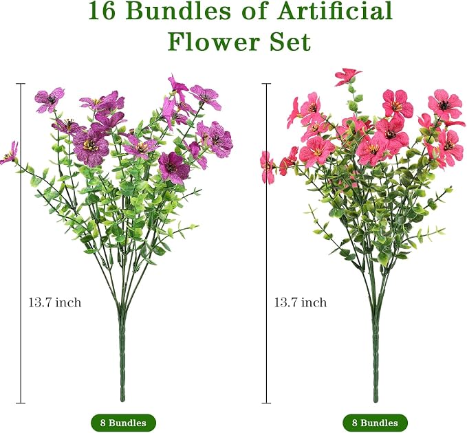 AGIRL Artificial Flowers Outdoor UV Resistant Fake Plant Garden Patio Decor | - Image 2