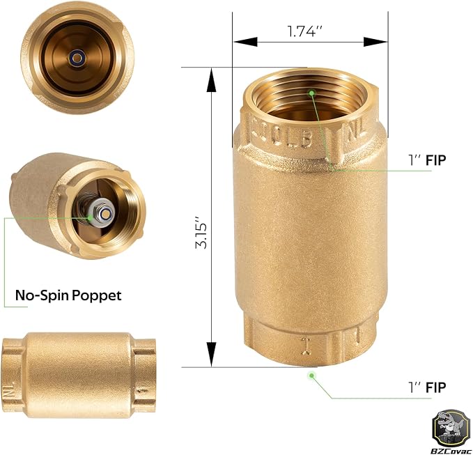 1" No-Lead Brass Check Valve - Image 7