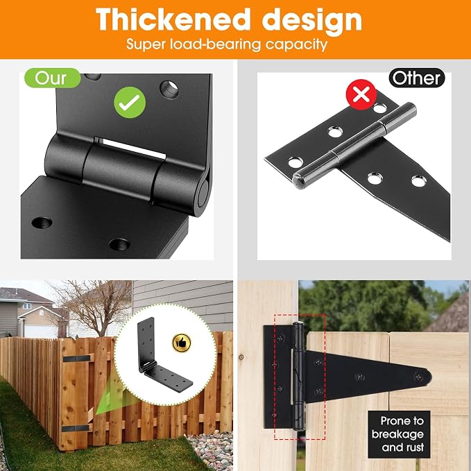 Heavy Duty Gate Hinges 270° Adjustable, screws included, heavy duty steel - Image 6