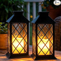 2 Pack 14" Large Tempered Glass Solar Lanterns Outdoor Waterproof | Black retro by Dekofun