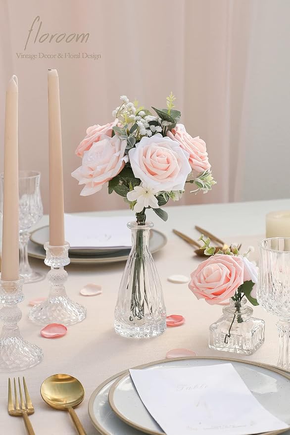 Artificial Flowers 25pcs Real Looking Blush Shades Foam Fake Roses - Image 2