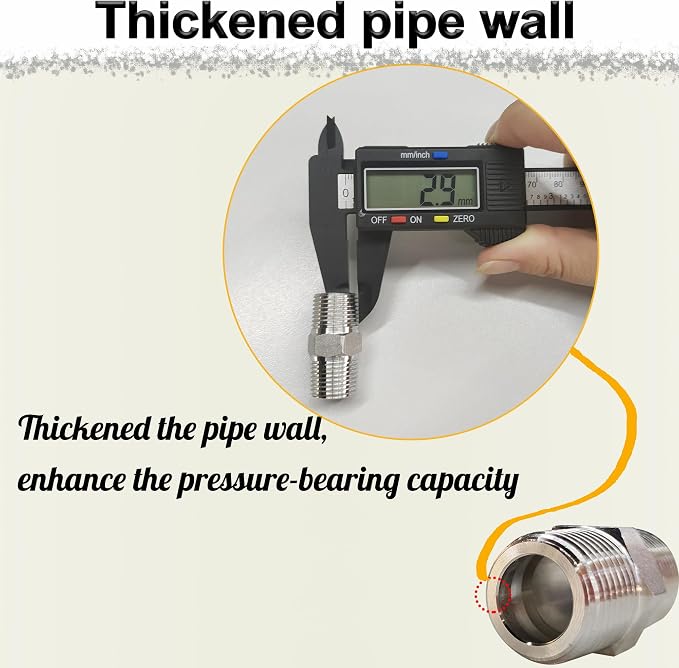 3/8" NPT Male Hex Nipple Pipe Fittings, 304 Stainless Steel 3/8 inch Threaded - Image 3