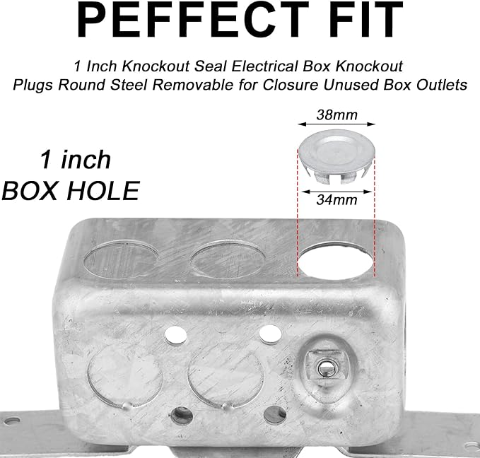 Yaocom 12 Pcs Knockout Seal Electrical Box 1 Inch Knockout Plugs Round Steel - Image 2