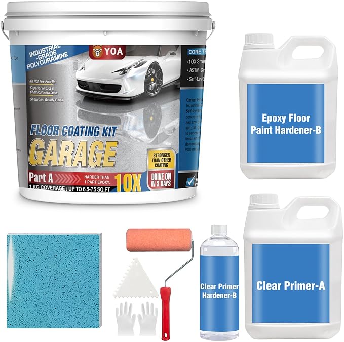 YOA Epoxy Colored Sand Floor Paint Kit | 100% Solids Content by YOA