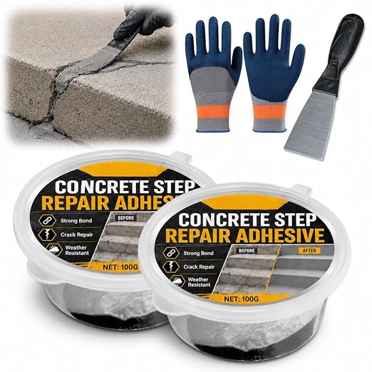 Concrete Step Repair Adhesive Filler Crack Cracks Cement Patch Wall Hole | by Unknown