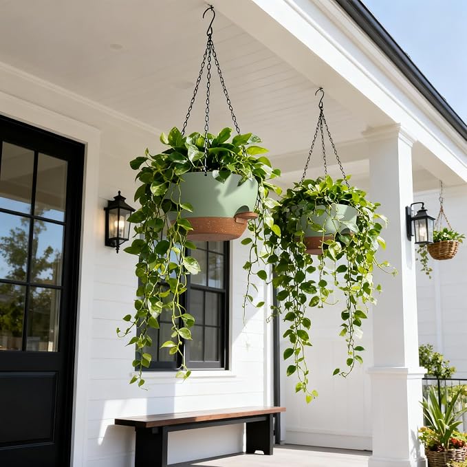 UOUZ 13 Inch 2 Pack Large Self Watering Hanging Planters - Image 2