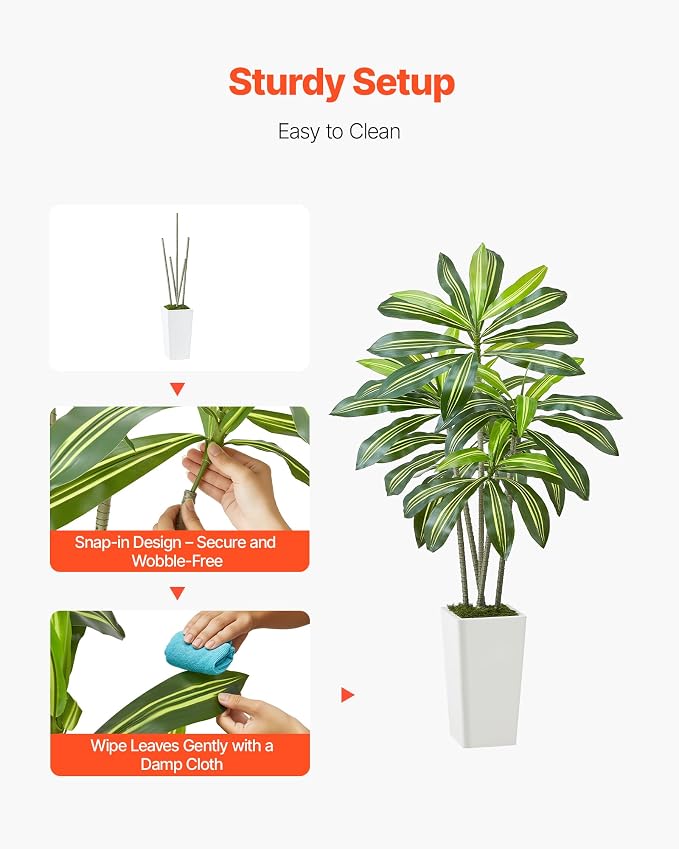 VEVOR Artificial Dracaena Tree 5 ft, Fake Palm Tropical Plants - Image 4