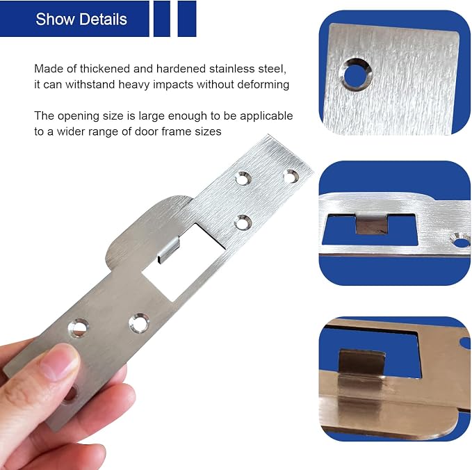 U 9476 Security Latch Strike, Extra Long Door Strike Plate 7", Reinforced - Image 6