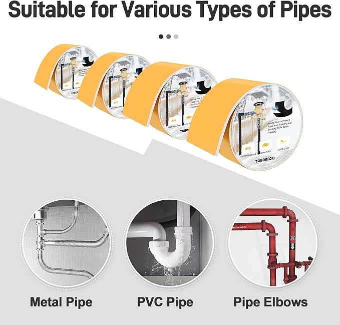 TOHONFOO Outdoor Pipe Insulation Tapes, Foam Pipe Heat Tape, insulation foam - Image 5
