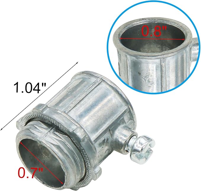 25 Pieces 1/2" EMT Connectors, Set Screw Type Zinc Die-Cast Conduit Fitting - Image 5