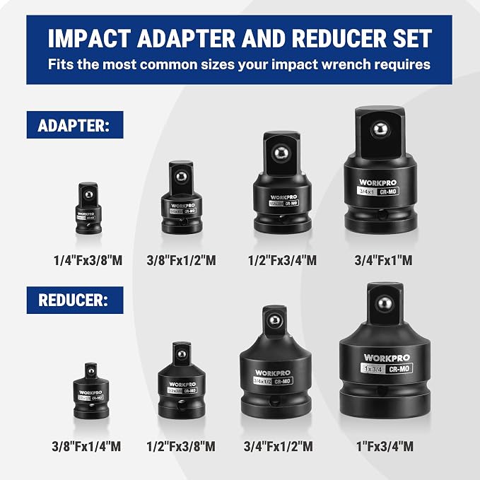 WORKPRO 8-PC Impact Socket Adapter Set - Image 2