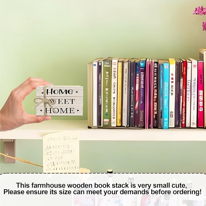 Mini Decorative Books For Home Decor, Small Wood Book Stack For Table Decor - Image 2