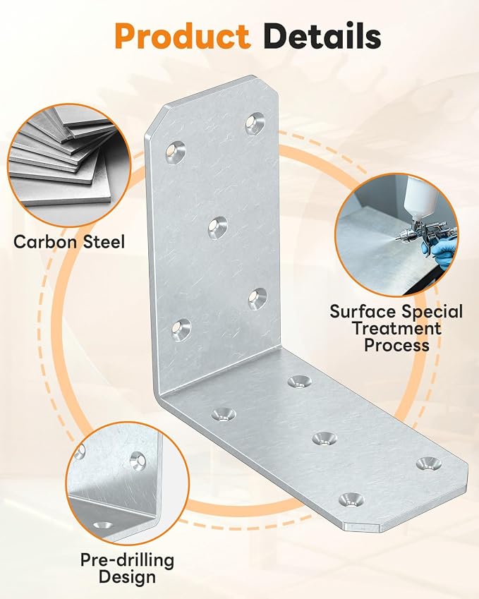 Heavy Duty 90 Degree L Brackets, Fences & Pergolas, Pre-Drilled Countersunk - Image 4