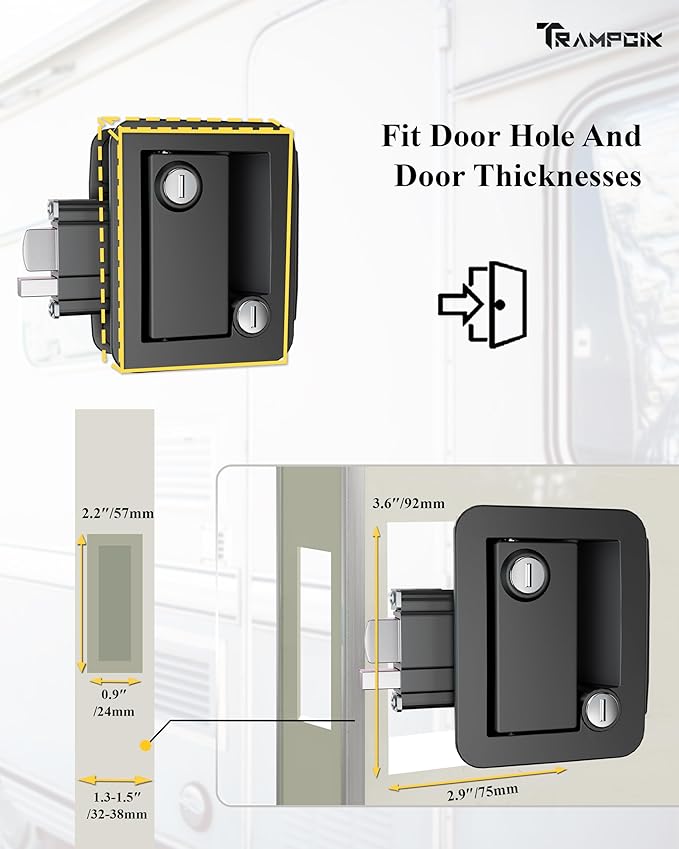 Engineering Plastic Camper Door Lock, RV Door Lock Replacement, Fit 3.65" x - Image 5