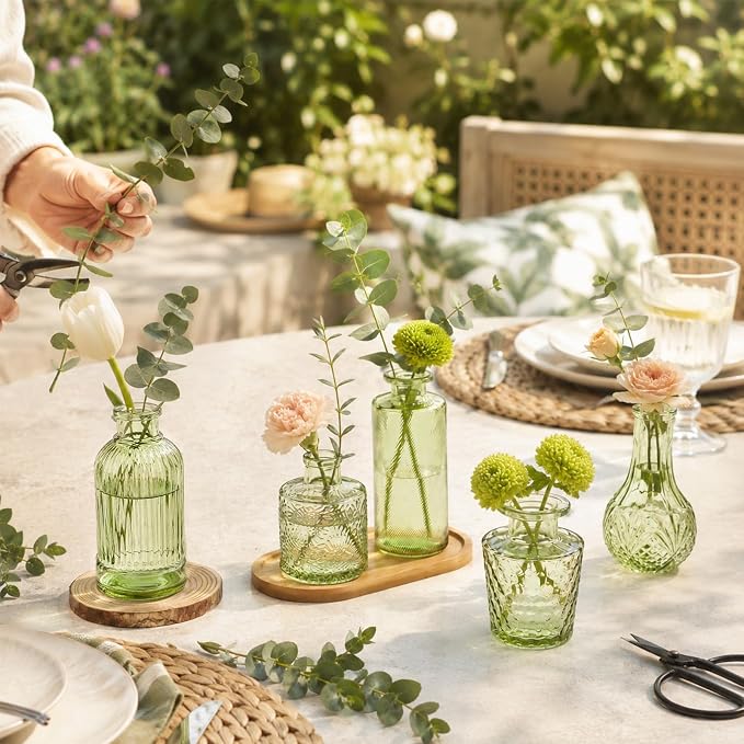 UPBUD Green Glass Bud Vases Set of 36, Small Vases - Image 7