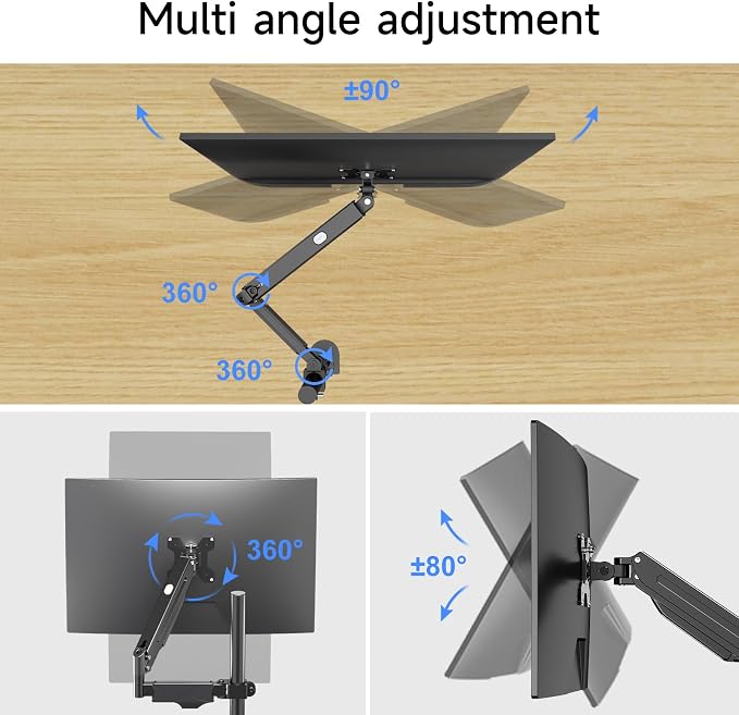 Pholiten Single Monitor Arm, Gas Type, Double Articulated | 35MM Pole Mount - Image 4