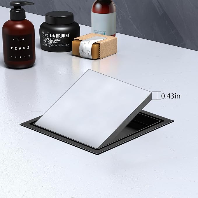 EXF Square Shower Drain 6 Inch Matte Black - Image 3
