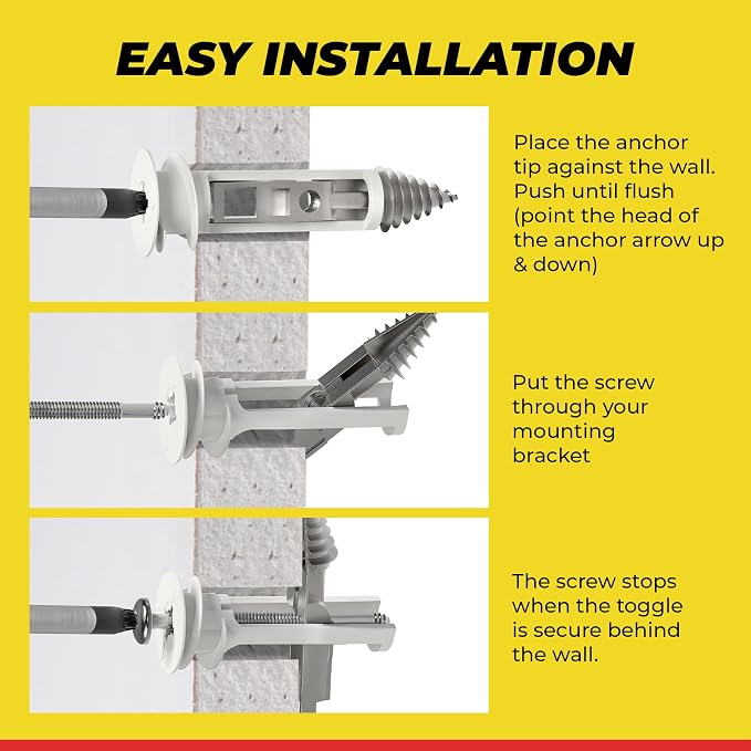 Heavy Duty Drywall Anchors and Screws Kit Including Toggle Anchors & Screws - Image 7
