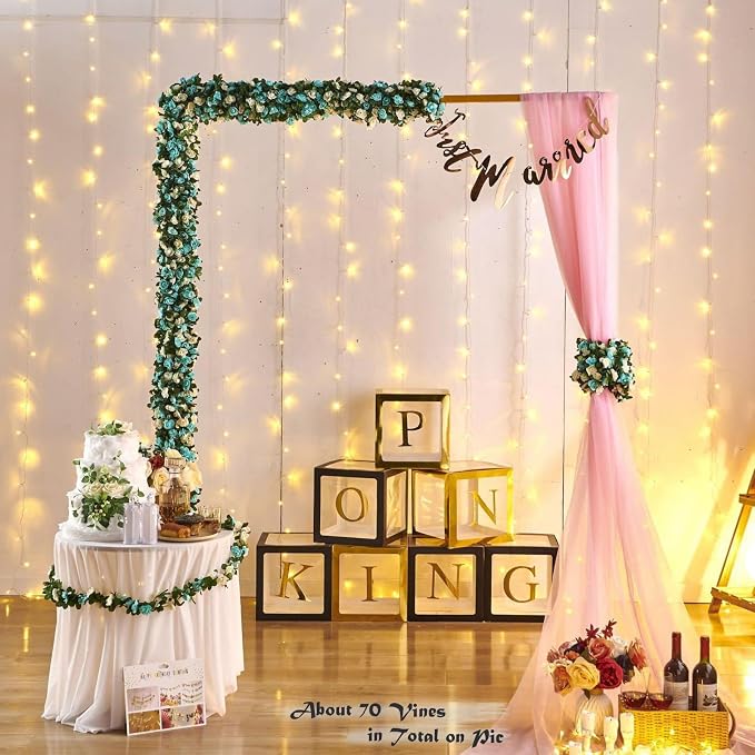 8Pcs x 8.2FT Artificial Flower Garland Floral Rose Vine Decor, Hanging Faux - Image 4
