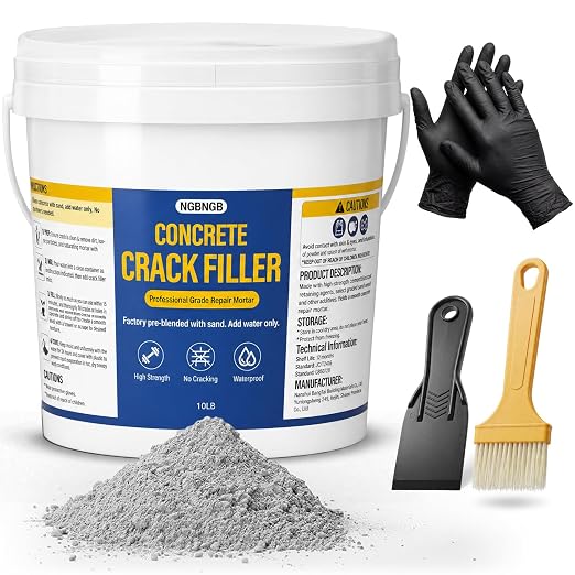 Concrete Crack Filler Heavy-Duty Dry Granular Mortar Repair Kit, 10 lb Gray | by Unknown