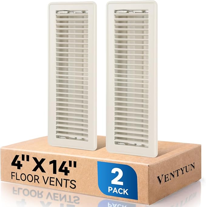4" x 14" Floor Register Vent Covers 2-Pack, Cream White by VENTYUN