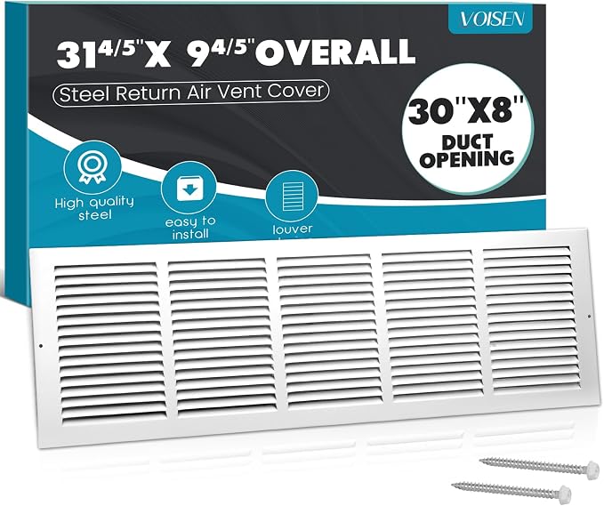 VOISEN Return Air Grille, Fits 30x8 Duct Opening, Steel Return Vent Cover by VOISEN