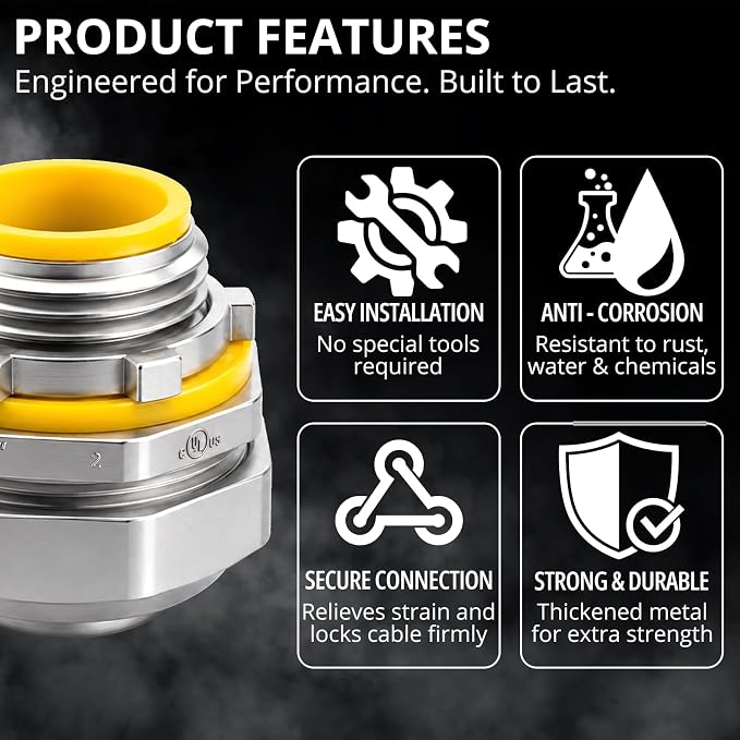 3/4" Liquid Tight Connector Straight, corrosion resistant, UL 514B, watertight - Image 3