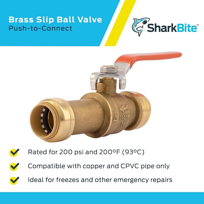 SharkBite 3/4 Inch Slip Ball Valve, Push to Connect Brass Plumbing Fitting - Image 4