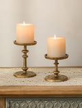 NUPTIO Gold Candle Holders for Pillar: Antique Brass Cast Iron Candle Stand | by Nuptio