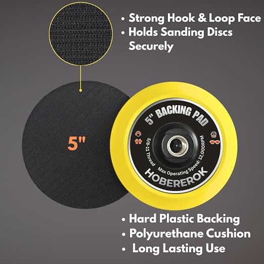 5" Hook and Loop Backing Pad, 5/8"-11 Angle Grinder Sanding Pad | Sanding Disc - Image 4